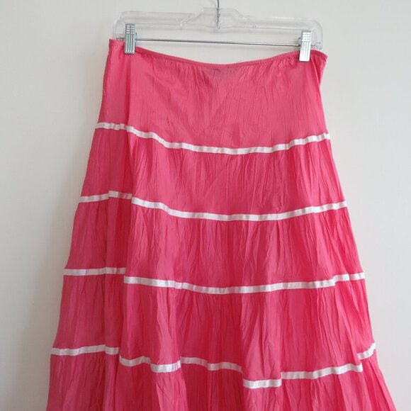 VINTAGE BETSEY JOHNSON Pink Taffeta Tiered Maxi Skirt Punk Fairy Grunge - Size 8 - Picture 2 of 16
